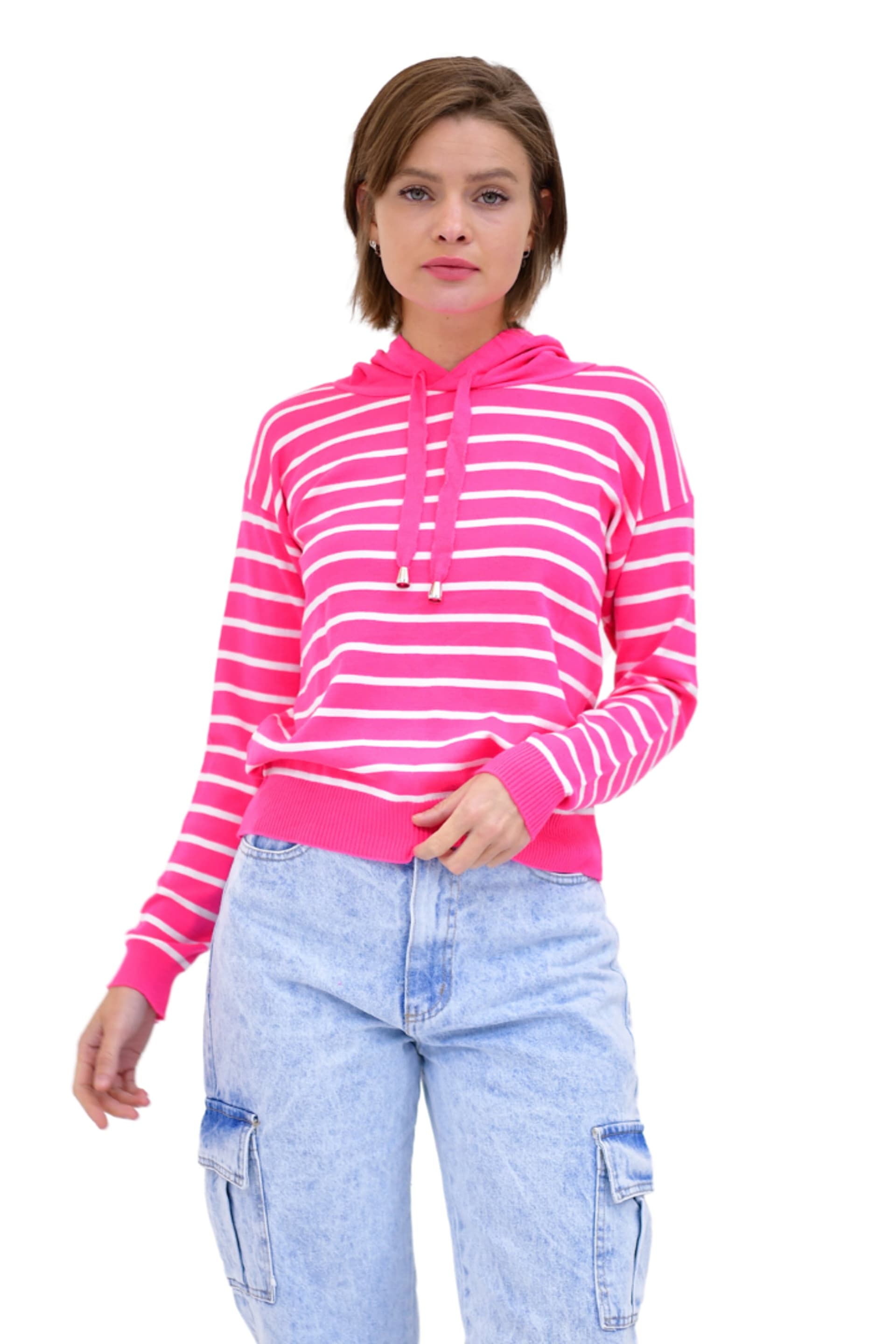 Sweater Rayado Chico Con Capucha